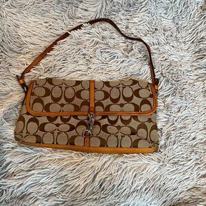 Coach Signature Pattern Purse with Leather Handles